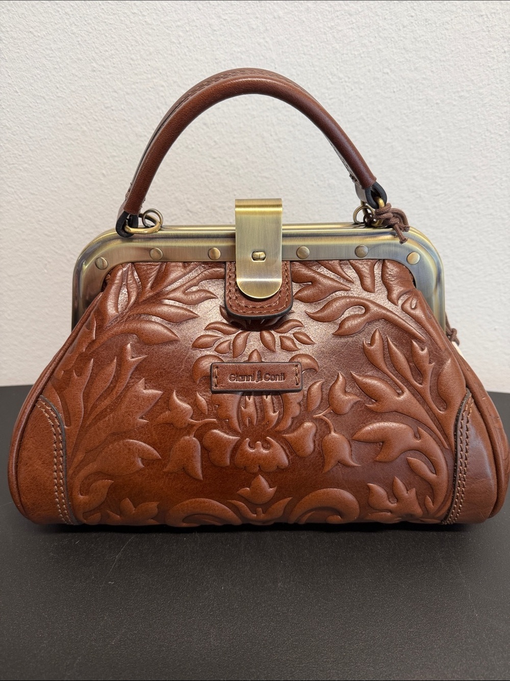 Gianni Conti | Italian Leather Tooled Gladstone Purse w/ Crossbody & Dust Bag 👜